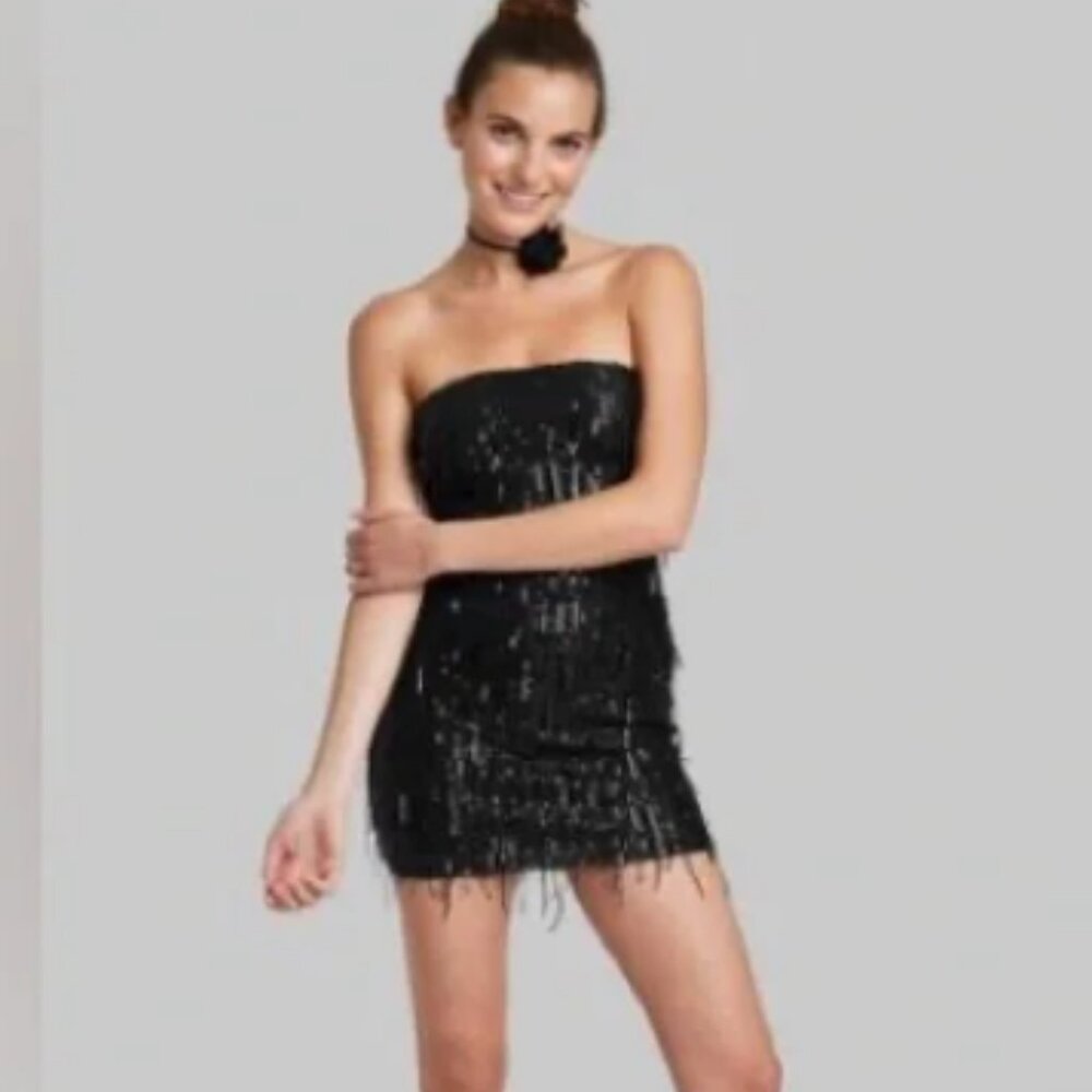 Wild Fable Tube Sequined Fringe Mini Bodycon Dress